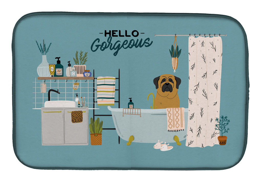 Mastiff in Bathtub Dish Drying Mat Absorbent Dish Drying Mat Pad for Kitchen Counter Dish Drainer Mat for Countertop, 14 x 21", Multicolor