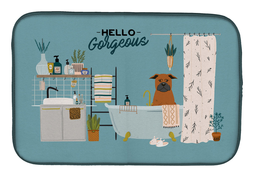 Chinese Chongqing Dog in Bathtub Dish Drying Mat Absorbent Dish Drying Mat Pad for Kitchen Counter Dish Drainer Mat for Countertop, 14 x 21", Multicolor