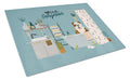 Brindle White English Bulldog in Bathtub Cutting Board Tempered Glass Kitchen Cutting Surface, Heat Resistant Chopping, Non-Slip Feet, Food Prep & Serving