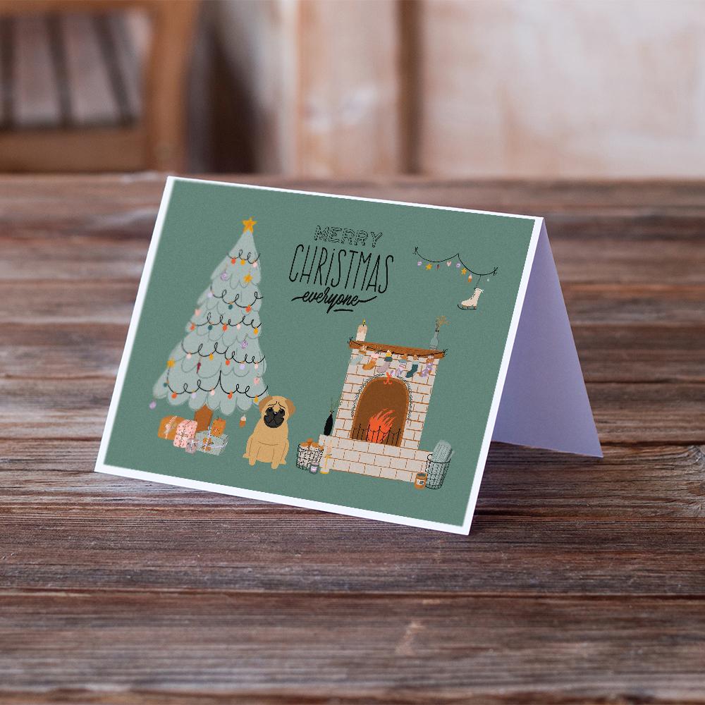 Brown Pug Christmas Everyone Greeting Cards Pack of 8 Blank Cards with Envelopes Whimsical A7 Size 5x7