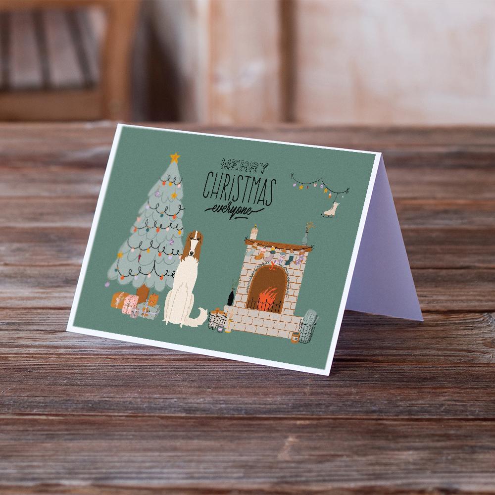 Borzoi Christmas Everyone Greeting Cards Pack of 8 Blank Cards with Envelopes Whimsical A7 Size 5x7