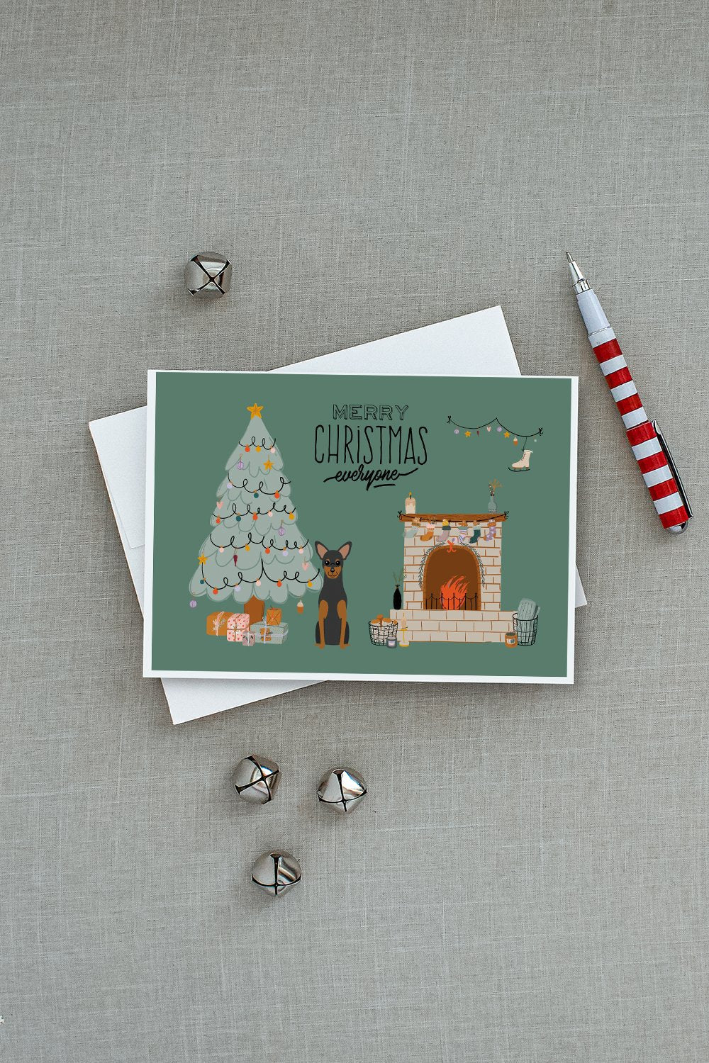 Manchester Terrier Christmas Everyone Greeting Cards Pack of 8 Blank Cards with Envelopes Whimsical A7 Size 5x7