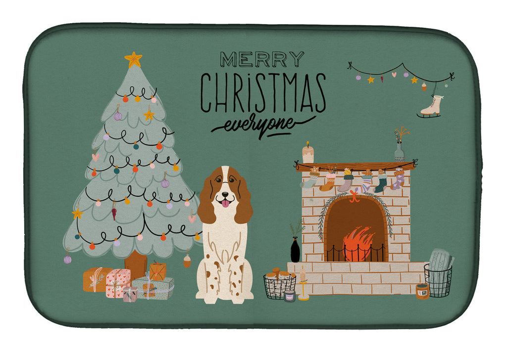 Russian Spaniel Christmas Everyone Dish Drying Mat Absorbent Dish Drying Mat Pad for Kitchen Counter Dish Drainer Mat for Countertop, 14 x 21", Multicolor