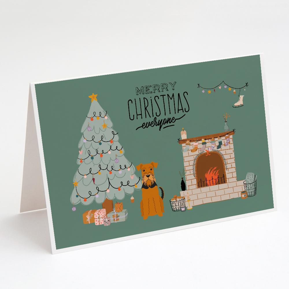 Airedale Christmas Everyone Greeting Cards Pack of 8 Blank Cards with Envelopes Whimsical A7 Size 5x7