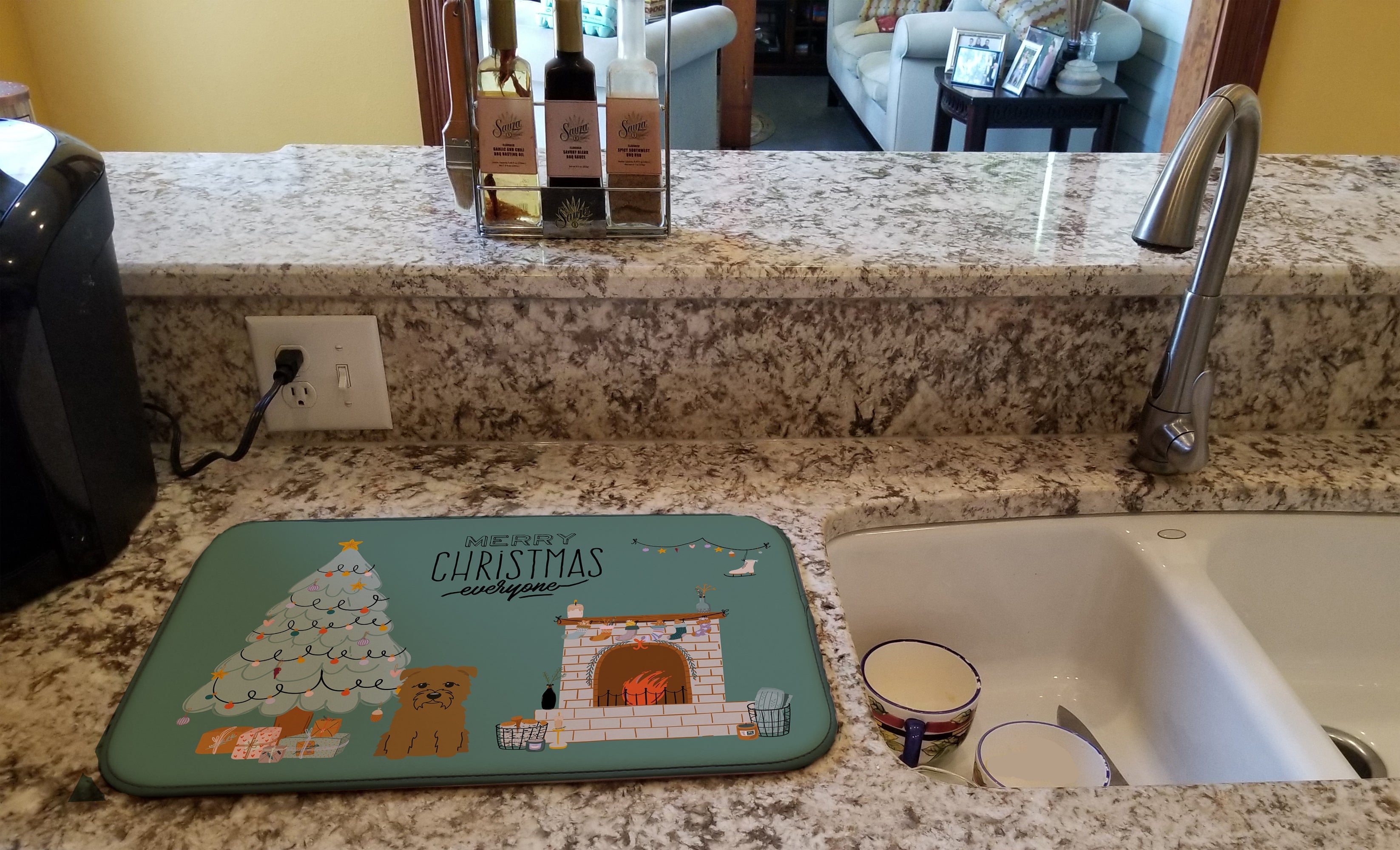 Tan Glen of Imal Christmas Everyone Dish Drying Mat Absorbent Dish Drying Mat Pad for Kitchen Counter Dish Drainer Mat for Countertop, 14 x 21", Multicolor