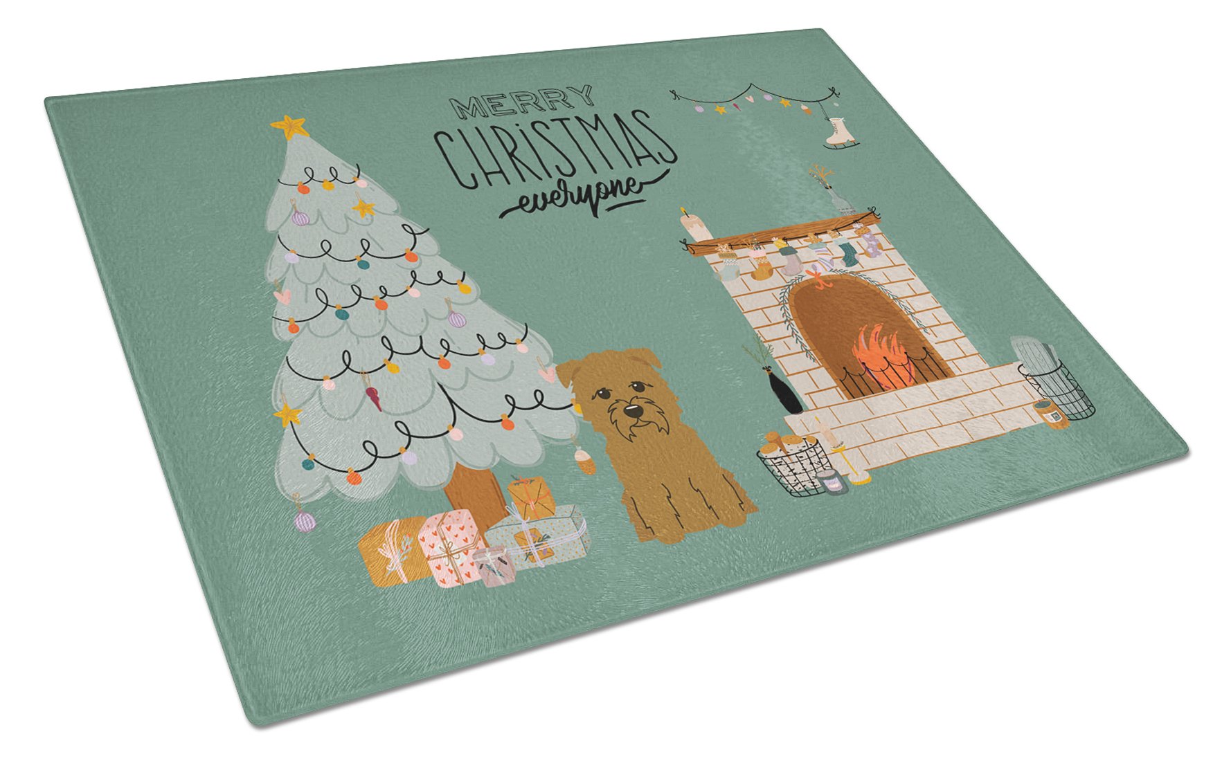 Tan Glen of Imal Christmas Everyone Cutting Board Tempered Glass Kitchen Cutting Surface, Heat Resistant Chopping, Non-Slip Feet, Food Prep & Serving