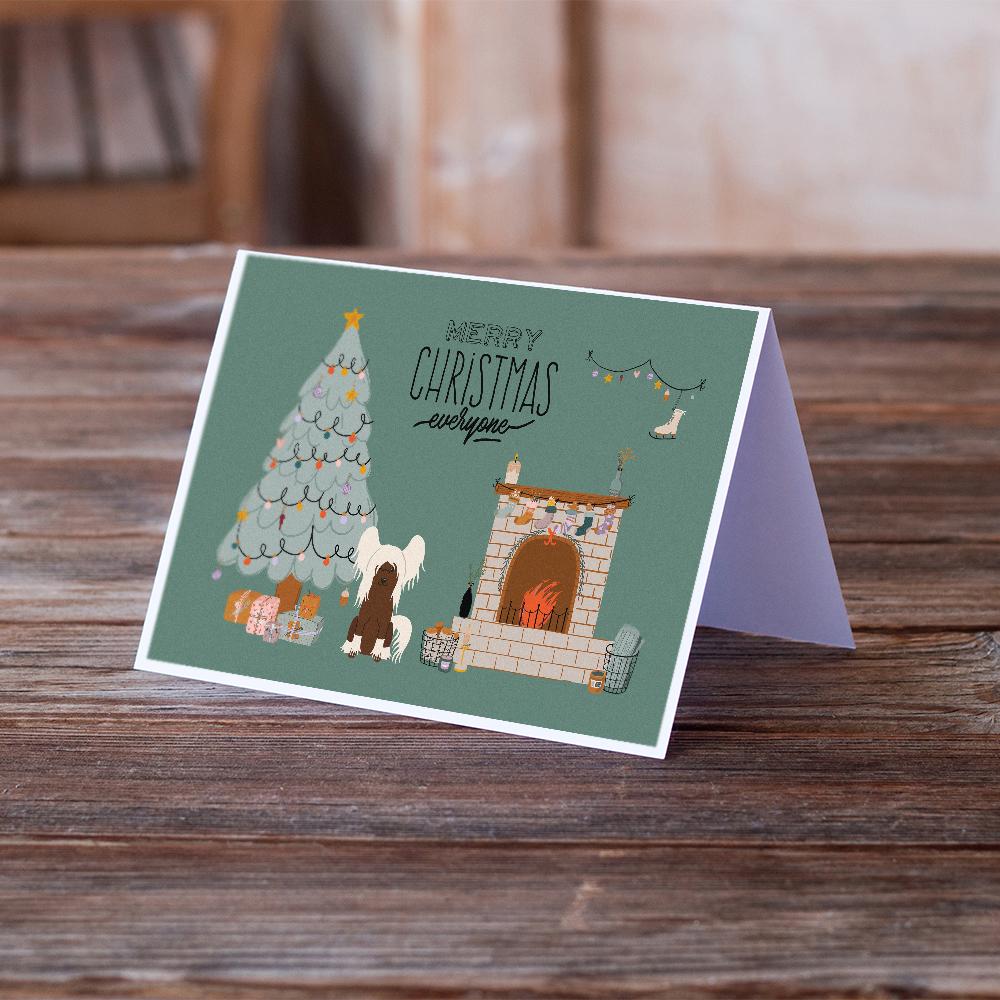 Cream Chinese Crested Christmas Everyone Greeting Cards Pack of 8 Blank Cards with Envelopes Whimsical A7 Size 5x7