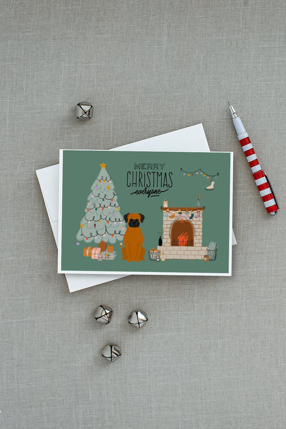 Fawn Boxer Christmas Everyone Greeting Cards Pack of 8 Blank Cards with Envelopes Whimsical A7 Size 5x7