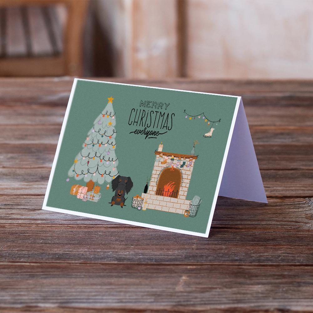 Black Tan Wire Haired Dachshund Christmas Everyone Greeting Cards Pack of 8 Blank Cards with Envelopes Whimsical A7 Size 5x7