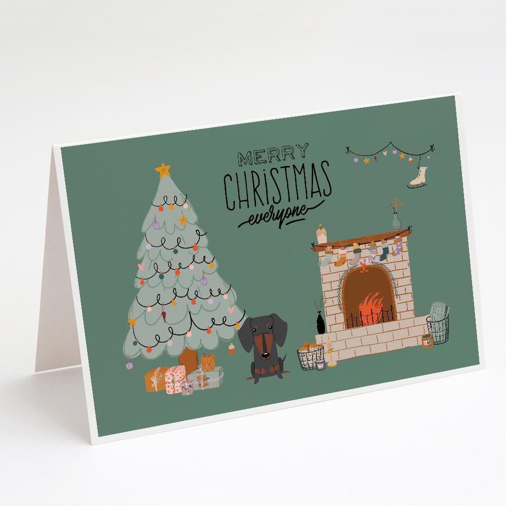 Black Tan Dachshund Christmas Everyone Greeting Cards Pack of 8 Blank Cards with Envelopes Whimsical A7 Size 5x7