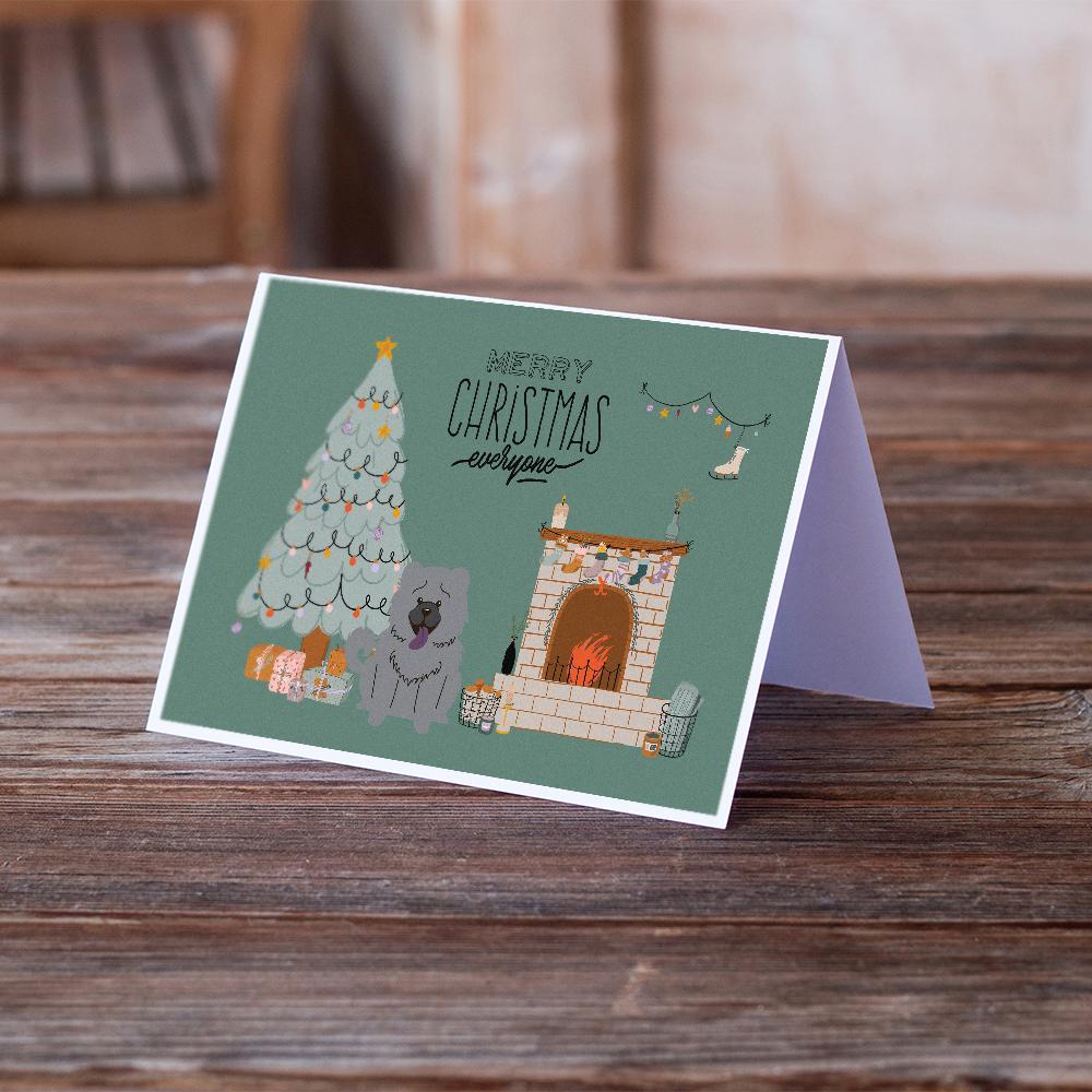 Blue Chow Chow Christmas Everyone Greeting Cards Pack of 8 Blank Cards with Envelopes Whimsical A7 Size 5x7