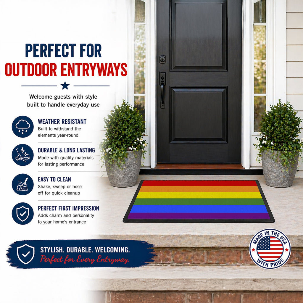 Gay Pride Doormat Indoor Outdoor 18H X 27W Front Door Mat Rugs for Entryway, Non Slip Washable
