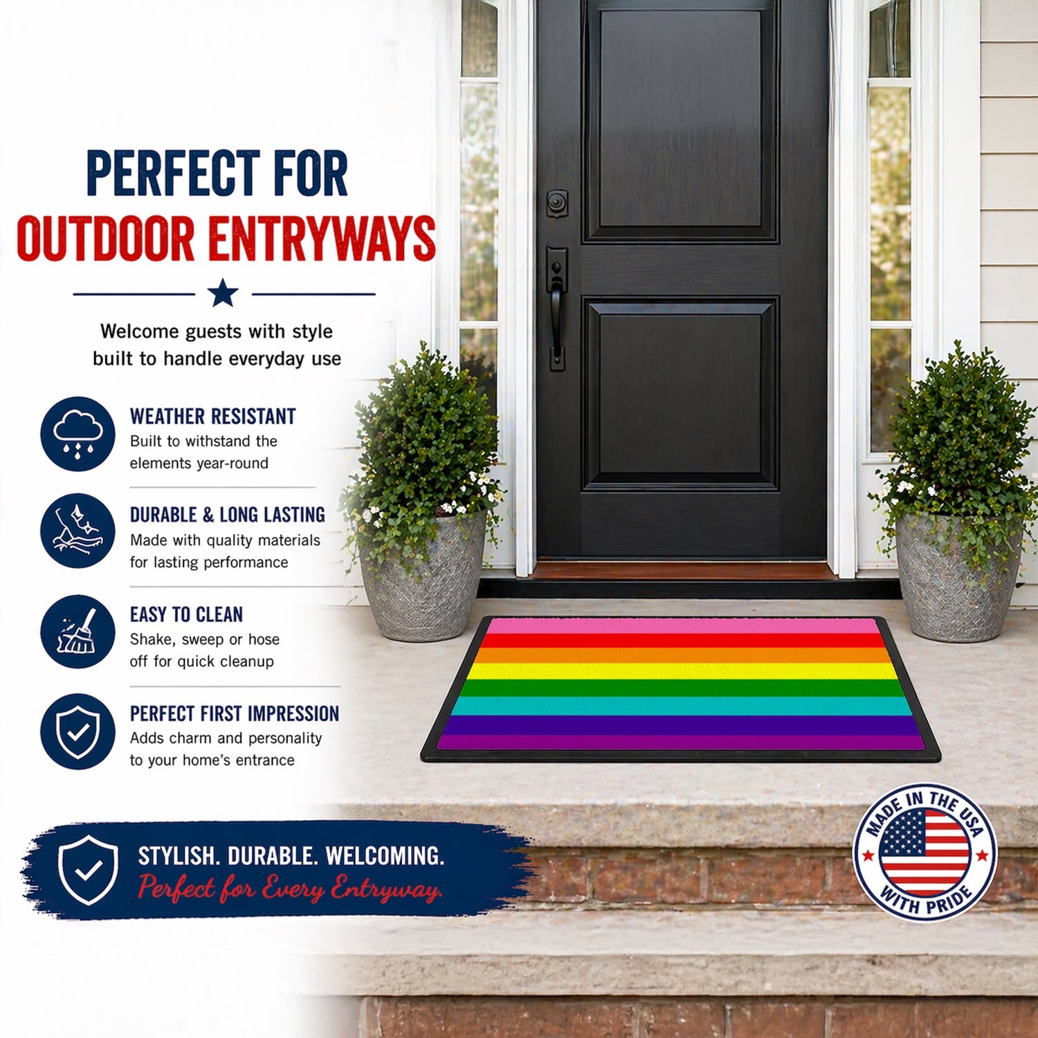 Gay Pride before 1978 Doormat Indoor Outdoor 24H X 36W Front Door Mat Rugs for Entryway, Non Slip Washable Low Pile,