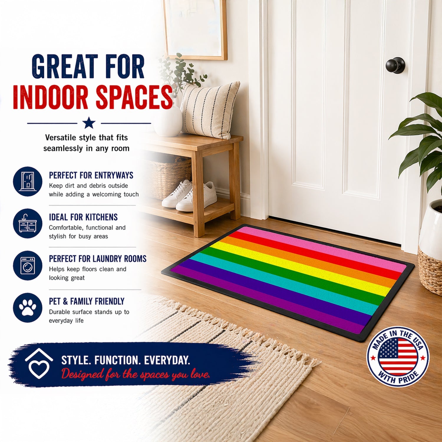 Gay Pride before 1978 Doormat Indoor Outdoor 24H X 36W Front Door Mat Rugs for Entryway, Non Slip Washable Low Pile,