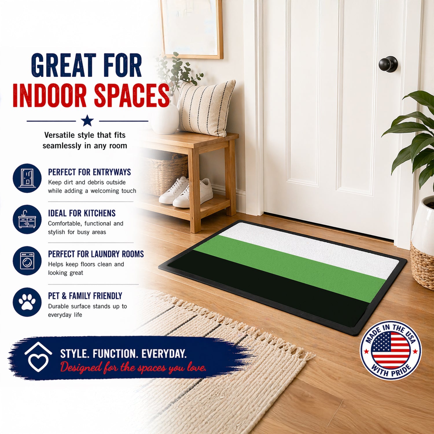 Neutrois Pride Doormat Indoor Outdoor 24H X 36W Front Door Mat Rugs for Entryway, Non Slip Washable Low Pile,