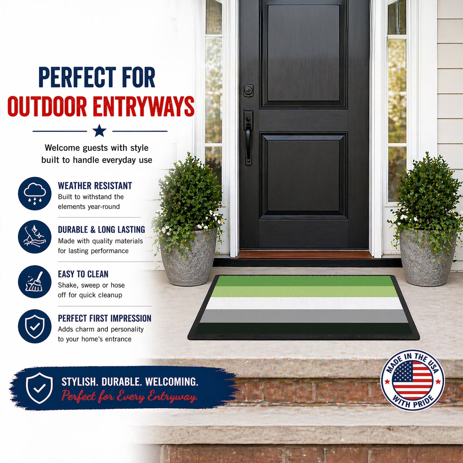 Aronmantic Pride Doormat Indoor Outdoor 18H X 27W Front Door Mat Rugs for Entryway, Non Slip Washable