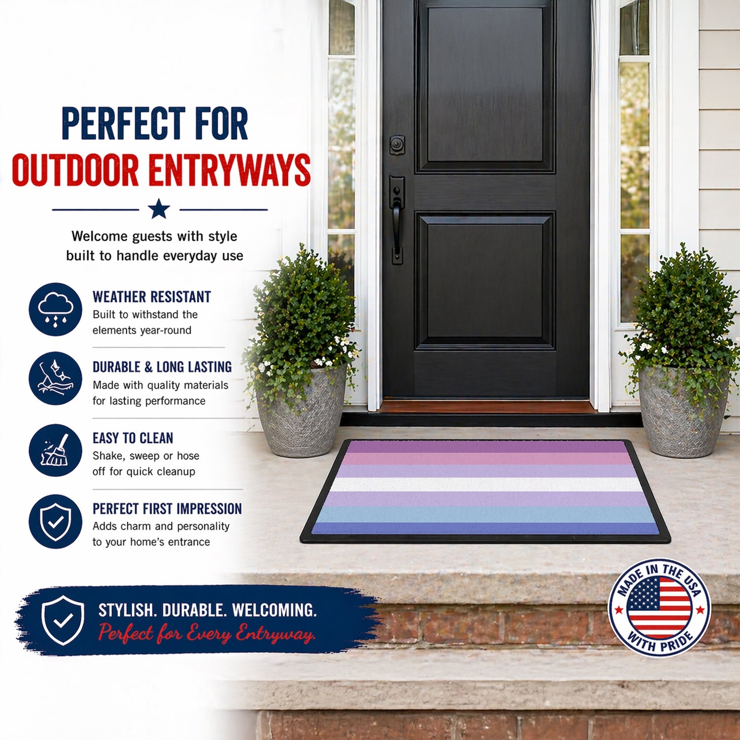 Bigender Pride Doormat Indoor Outdoor 24H X 36W Front Door Mat Rugs for Entryway, Non Slip Washable Low Pile,