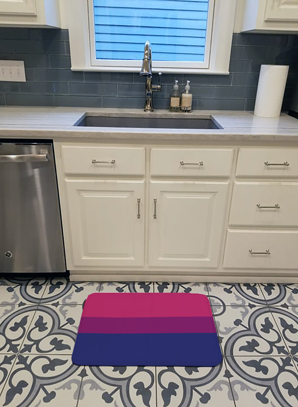 Bisexual Pride Memory Foam Kitchen Mat Machine Washable Anti-Fatigue Cushion Comfort Bath or Kitchen Rug