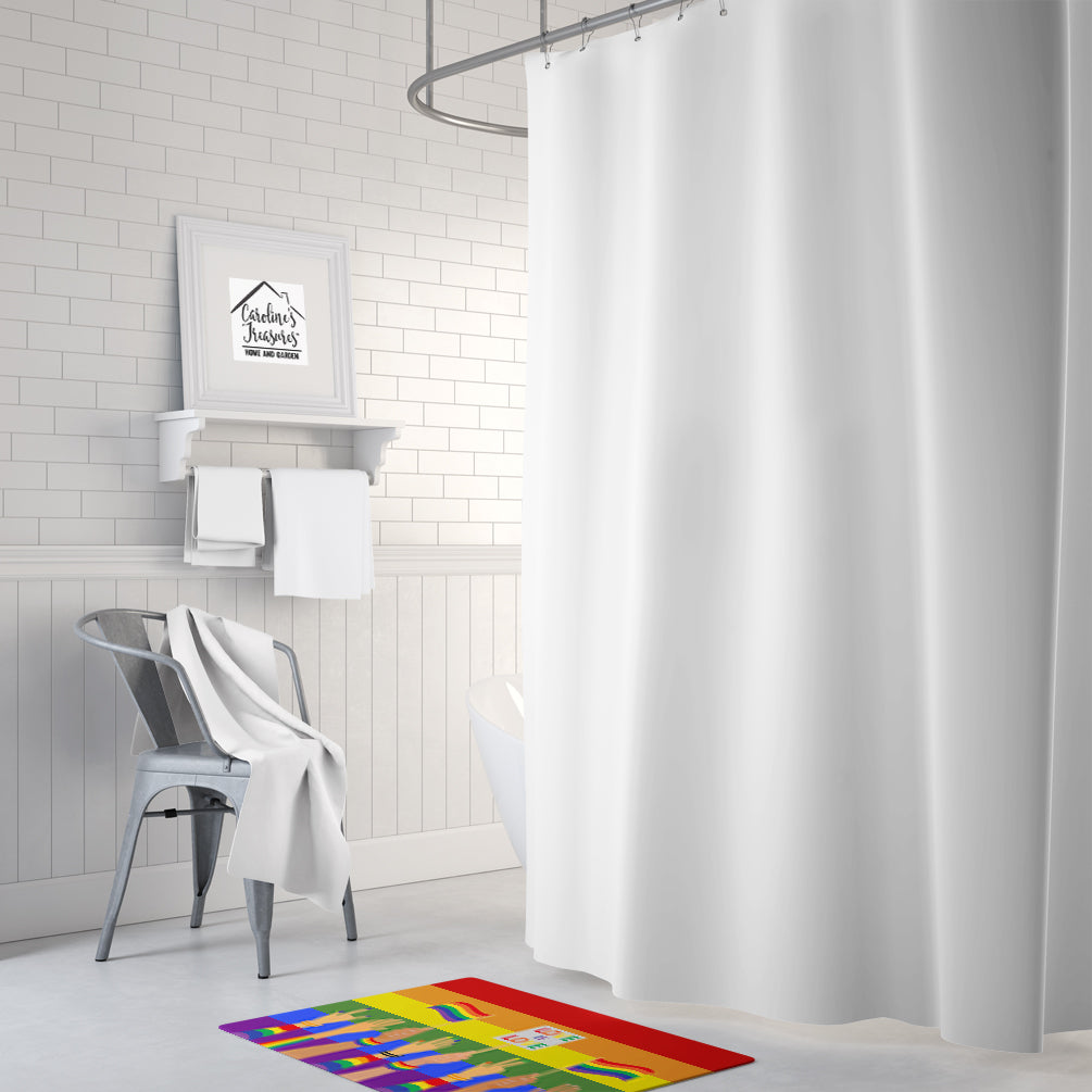 Gay Pride Parade Memory Foam Kitchen Mat Machine Washable Anti-Fatigue Cushion Comfort Bath or Kitchen Rug