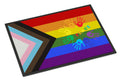 Gay Pride Peace Hands Progress Pride Doormat Indoor Outdoor 18H X 27W Front Door Mat Rugs for Entryway, Non Slip Washable
