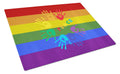 Gay Pride Peace Hands Cutting Board Tempered Glass Kitchen Cutting Surface, Heat Resistant Chopping, Non-Slip Feet, Food Prep & Serving