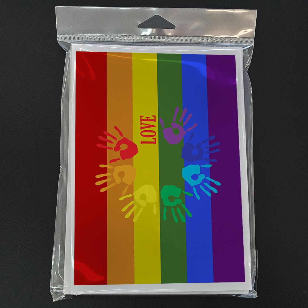 Gay Pride Love Hands Greeting Cards Pack of 8 Blank Cards with Envelopes Whimsical A7 Size 5x7