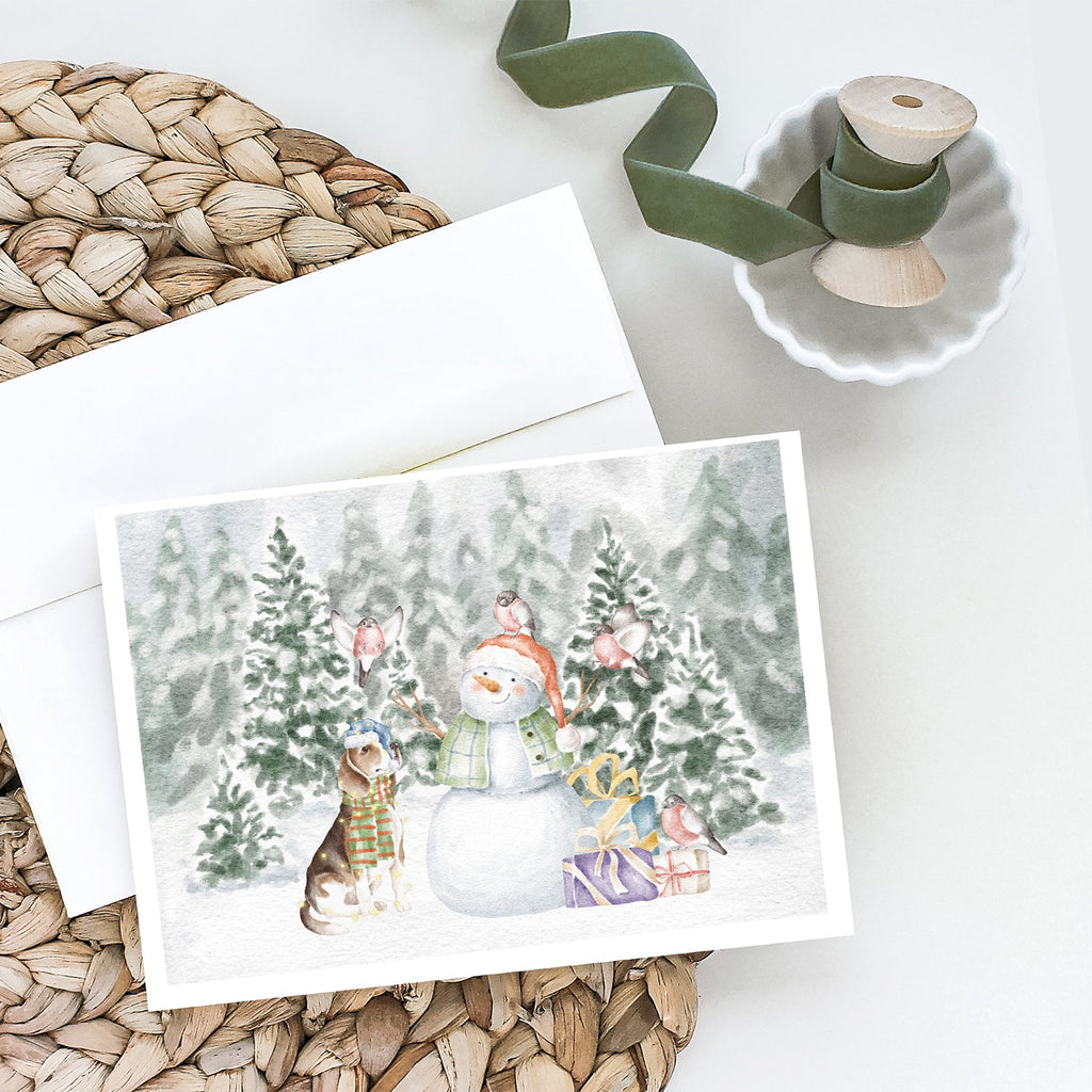 Beagle Tricolor Side View Christmas Greeting Cards Pack of 8 Blank Cards with Envelopes Whimsical A7 Size 5x7