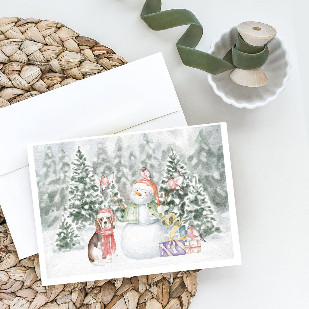 Beagle Tricolor Christmas Greeting Cards Pack of 8 Blank Cards with Envelopes Whimsical A7 Size 5x7