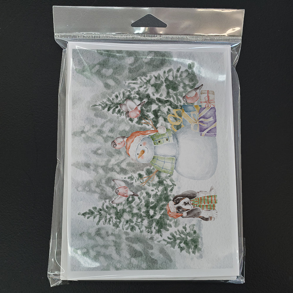 Basset Hound Puppy Tricolor Christmas Greeting Cards Pack of 8 Blank Cards with Envelopes Whimsical A7 Size 5x7