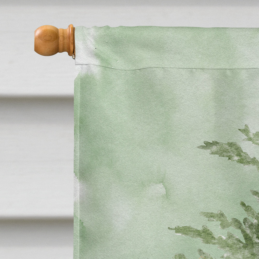 French Bulldog White Christmas Presents and Tree House Flag 28x40 Porch Sleeve Pole Decorative Outside Yard Banner Artwork Wall Hanging, Polyester