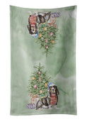 Basset Hound #2 Christmas Presents and Tree Kitchen Towel Velour Plush Front and Cotton Loop Back Machine Washable