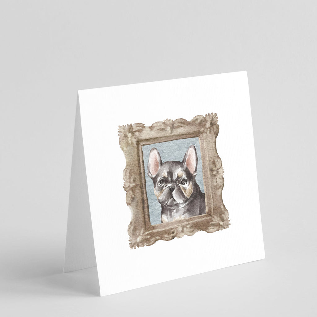 French Bulldog Black Puppy Pretty as a Picture Square Greeting Cards and Envelopes Pack of 8 Blank Cards with Envelopes Blank Thank You Note Greeting Cards Stationery
