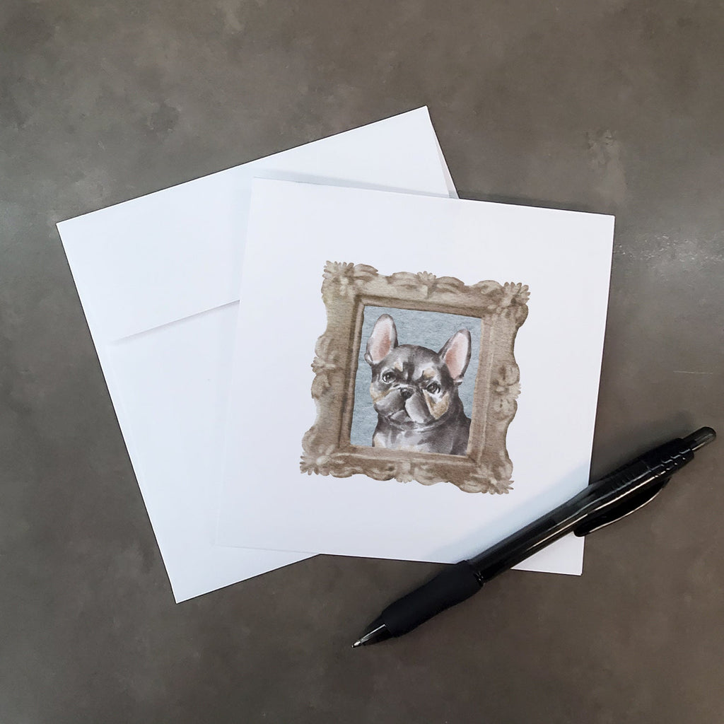 French Bulldog Black Puppy Pretty as a Picture Square Greeting Cards and Envelopes Pack of 8 Blank Cards with Envelopes Blank Thank You Note Greeting Cards Stationery