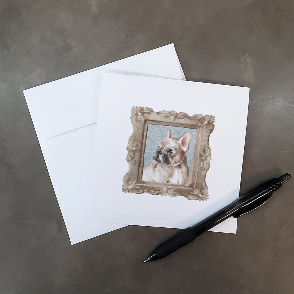 French Bulldog Fawn Side View Pretty as a Picture Square Greeting Cards and Envelopes Pack of 8 Blank Cards with Envelopes Blank Thank You Note Greeting Cards Stationery