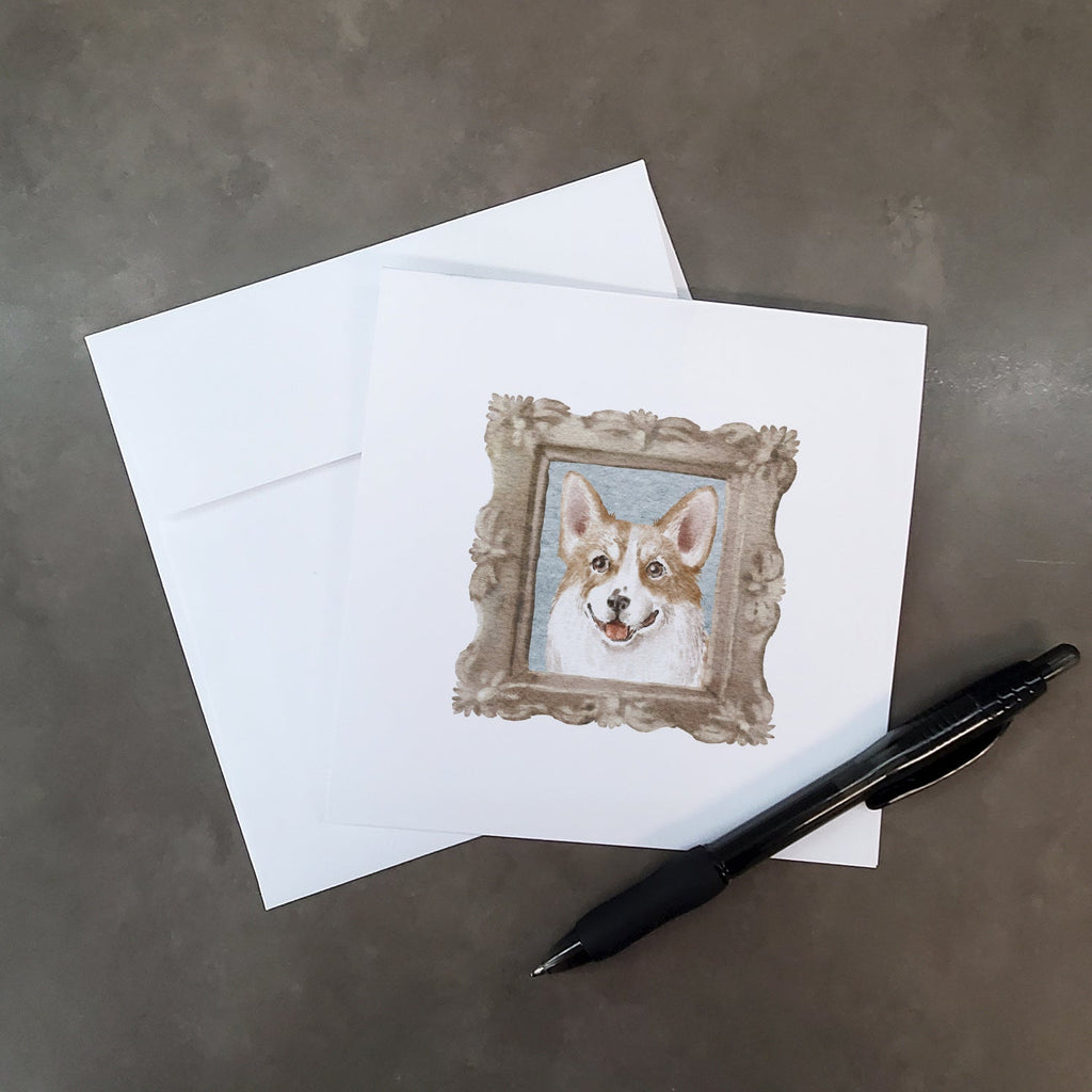 Corgi Red White Pretty as a Picture Square Greeting Cards and Envelopes Pack of 8 Blank Cards with Envelopes Blank Thank You Note Greeting Cards Stationery