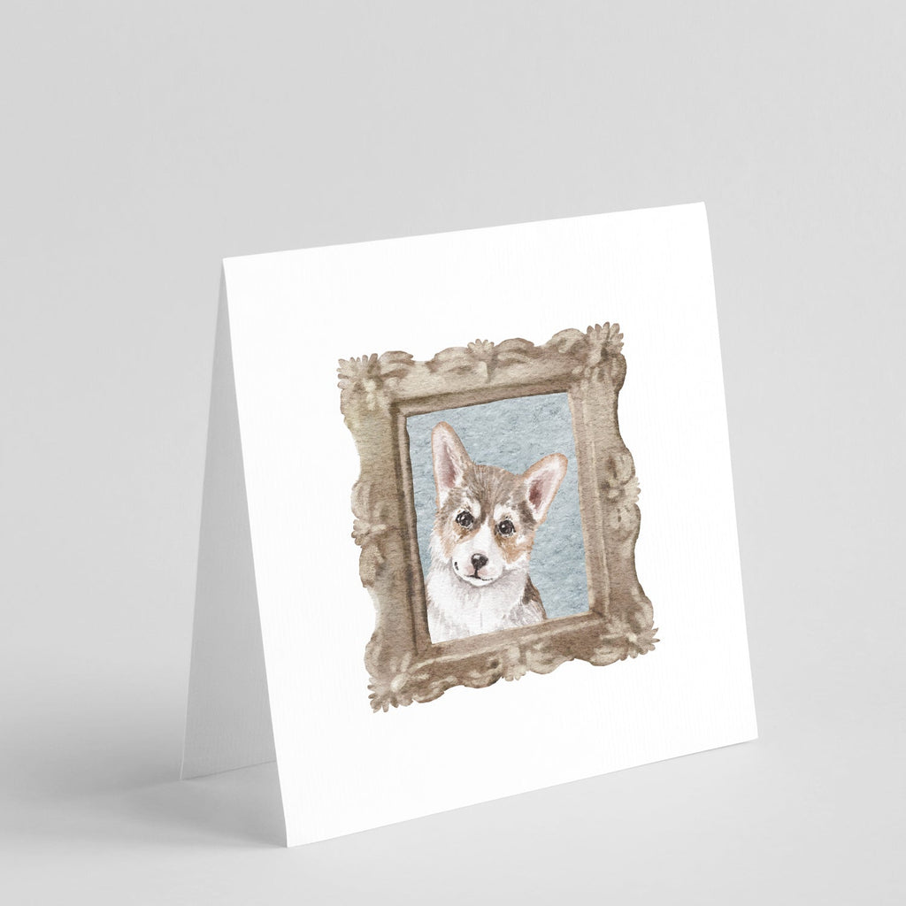 Corgi Red White Puppy Pretty as a Picture Square Greeting Cards and Envelopes Pack of 8 Blank Cards with Envelopes Blank Thank You Note Greeting Cards Stationery