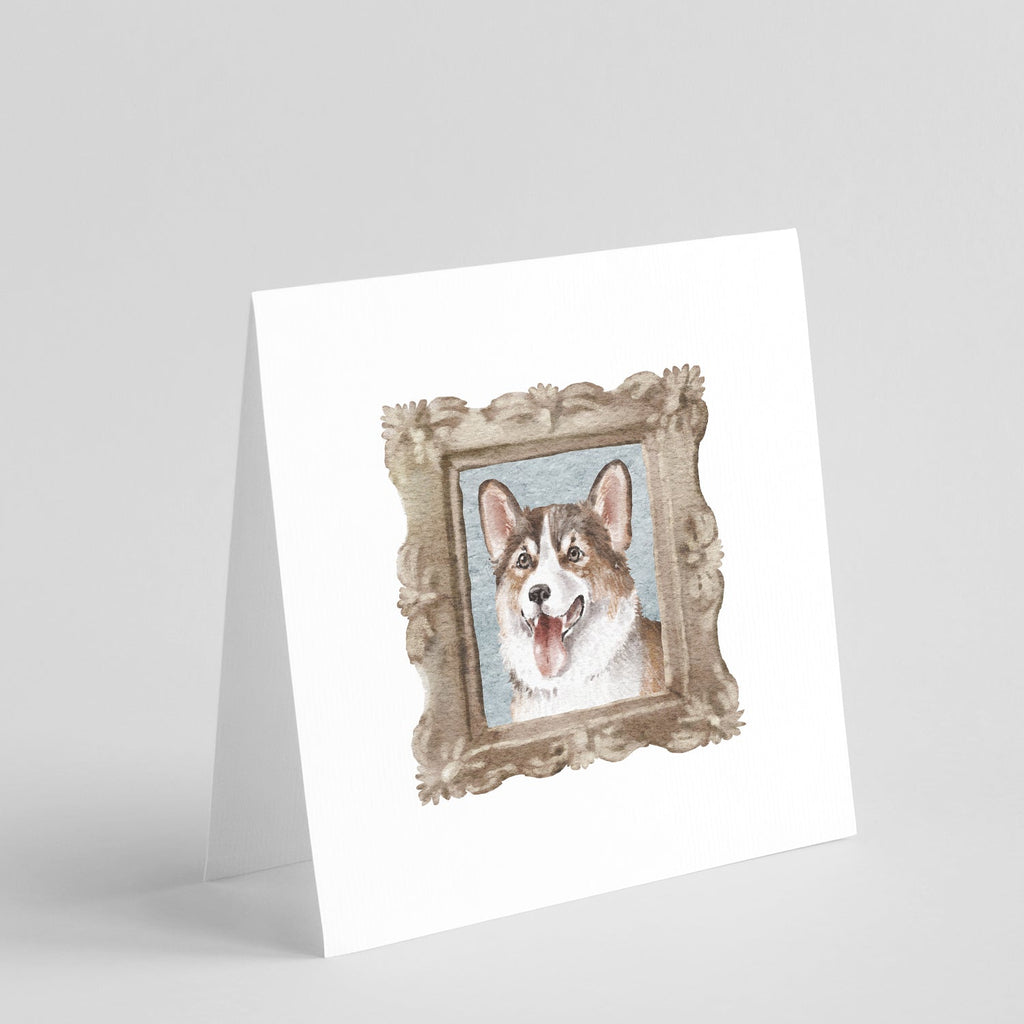 Corgi Tricolor Tongue Out Pretty as a Picture Square Greeting Cards and Envelopes Pack of 8 Blank Cards with Envelopes Blank Thank You Note Greeting Cards Stationery