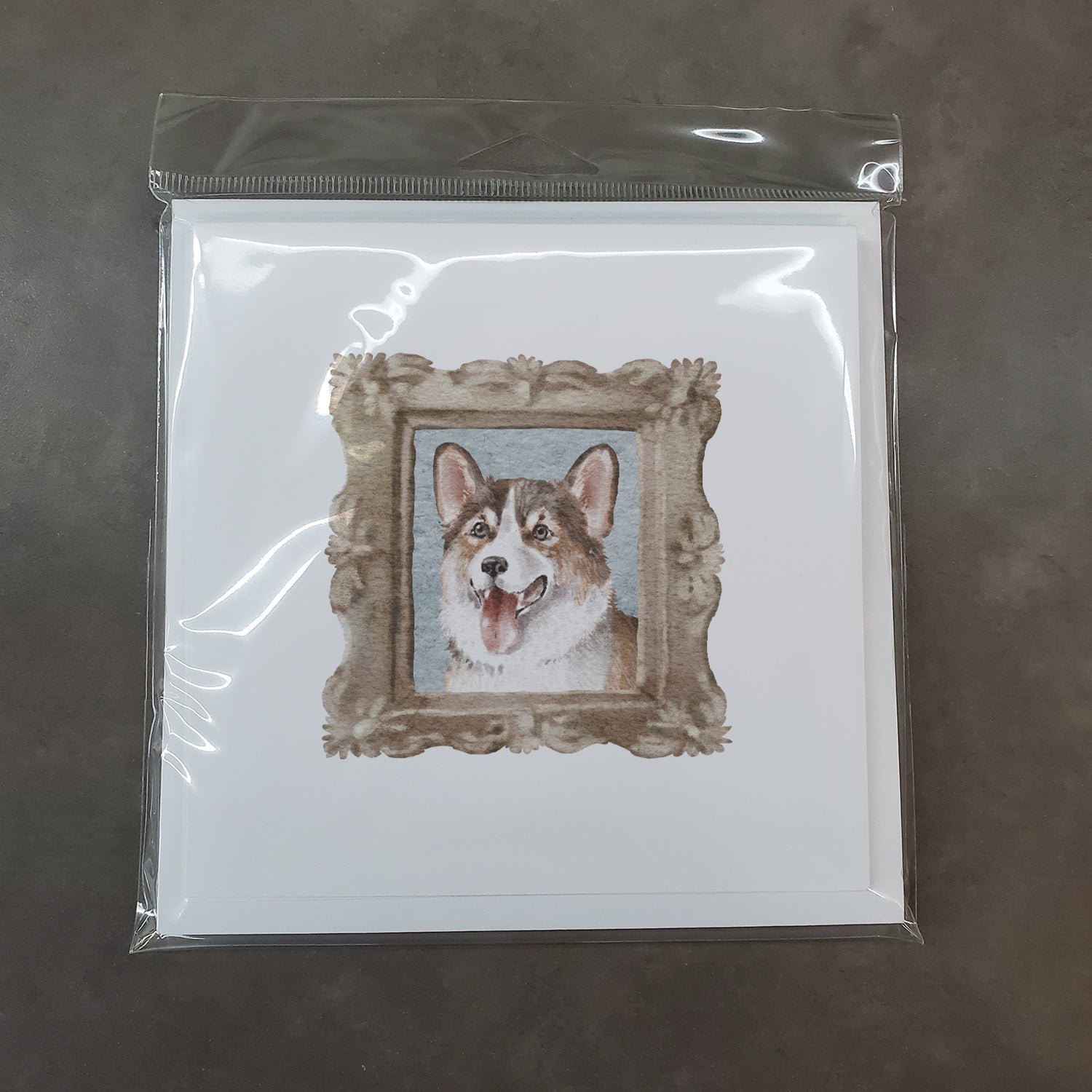 Corgi Tricolor Tongue Out Pretty as a Picture Square Greeting Cards and Envelopes Pack of 8 Blank Cards with Envelopes Blank Thank You Note Greeting Cards Stationery