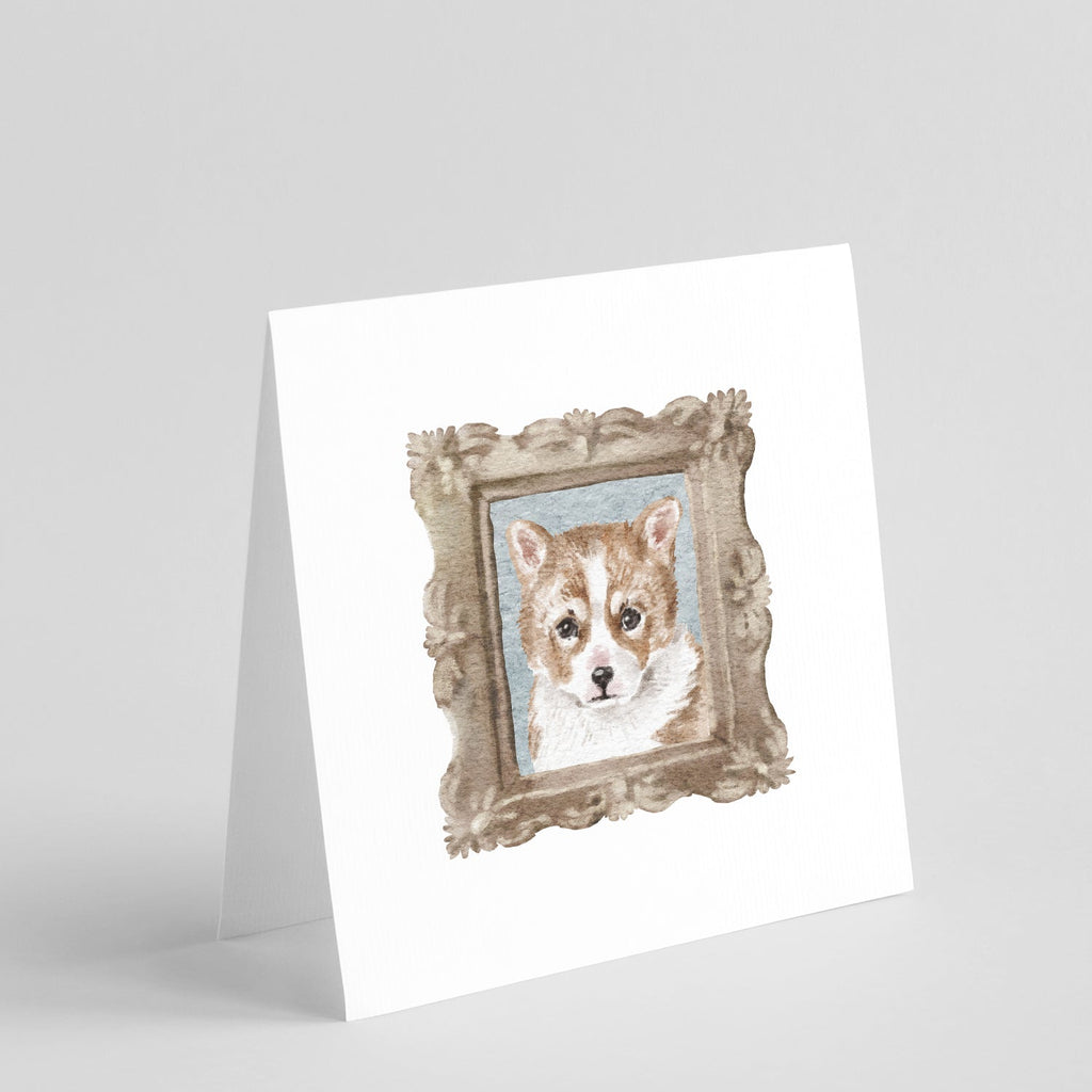 Corgi Red White Puppy 2 Pretty as a Picture Square Greeting Cards and Envelopes Pack of 8 Blank Cards with Envelopes Blank Thank You Note Greeting Cards Stationery