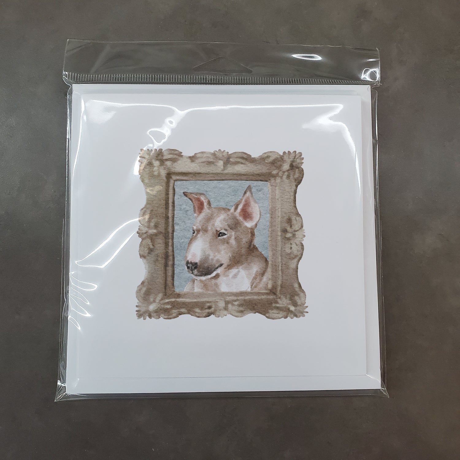 Bull Terrier Red White Puppy Side View Pretty as a Picture Square Greeting Cards and Envelopes Pack of 8 Blank Cards with Envelopes Blank Thank You Note Greeting Cards Stationery