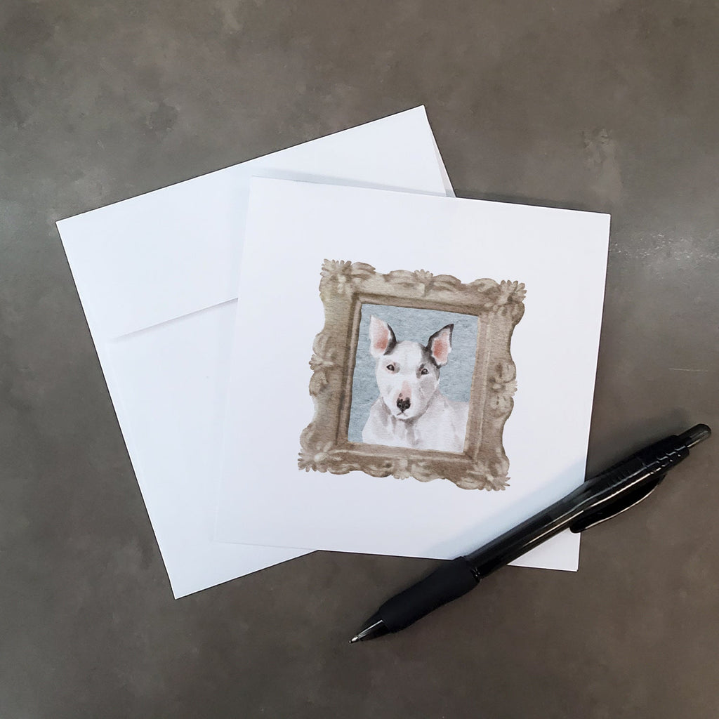 Bull Terrier Black White Front View Pretty as a Picture Square Greeting Cards and Envelopes Pack of 8 Blank Cards with Envelopes Blank Thank You Note Greeting Cards Stationery