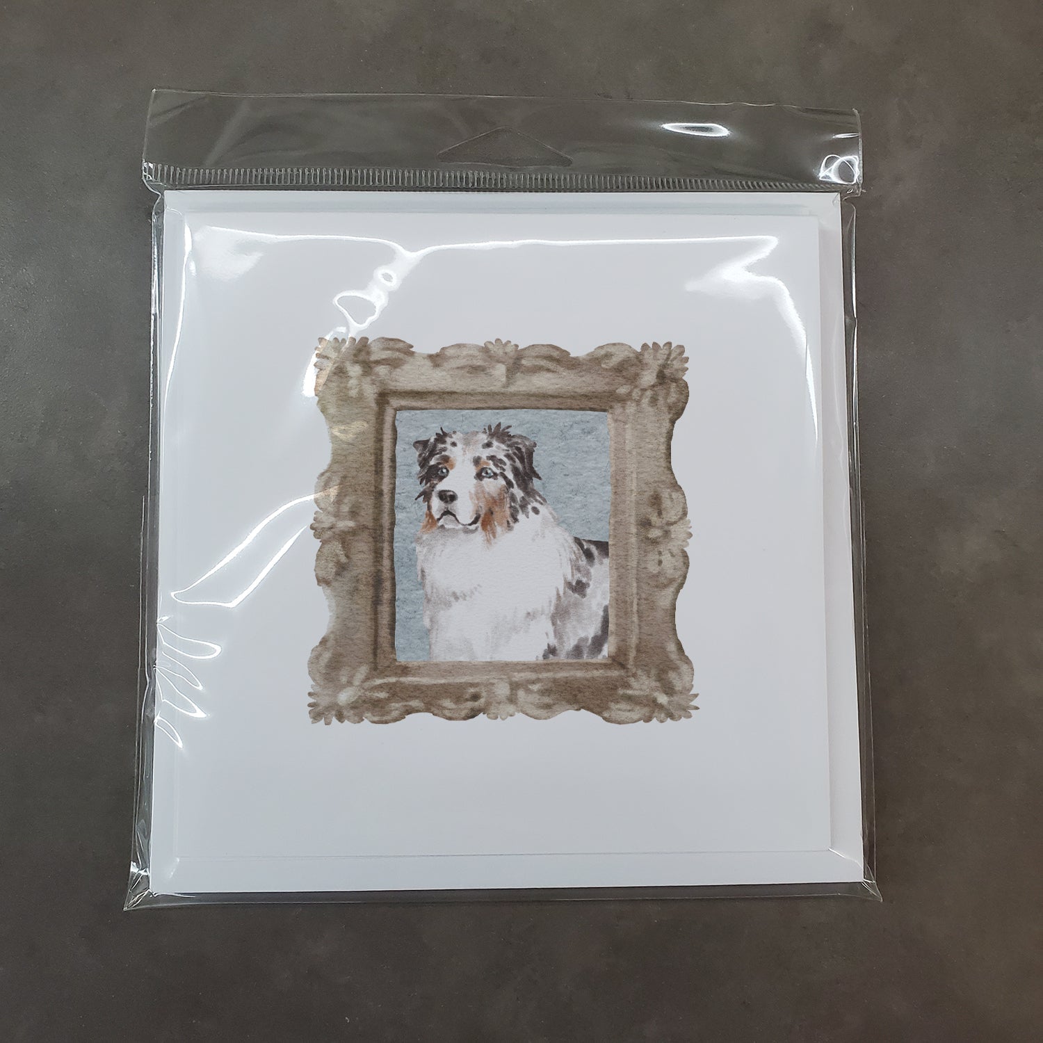 Australian Shepherd Merle Side View 4 Pretty as a Picture Square Greeting Cards and Envelopes Pack of 8 Blank Cards with Envelopes Blank Thank You Note Greeting Cards Stationery