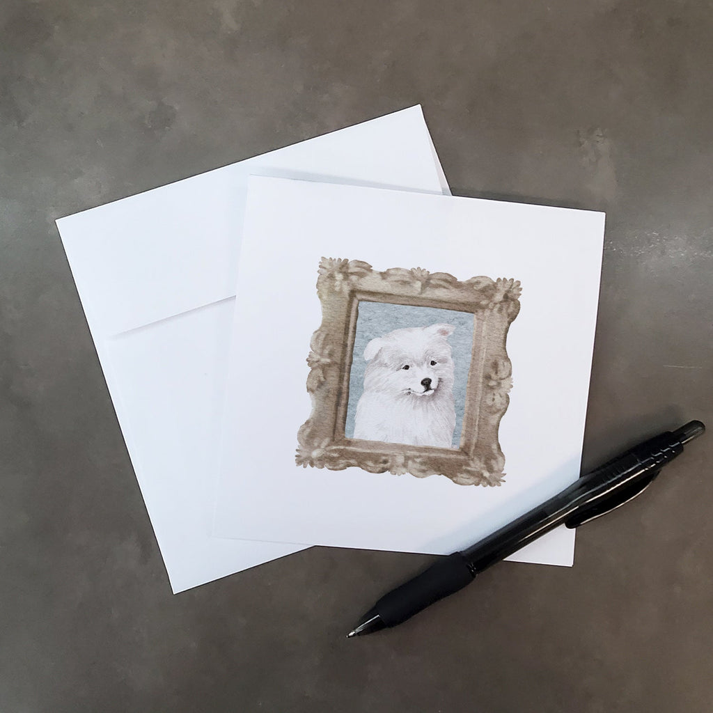 Samoyed Puppy Front View 3 Pretty as a Picture Square Greeting Cards and Envelopes Pack of 8 Blank Cards with Envelopes Blank Thank You Note Greeting Cards Stationery