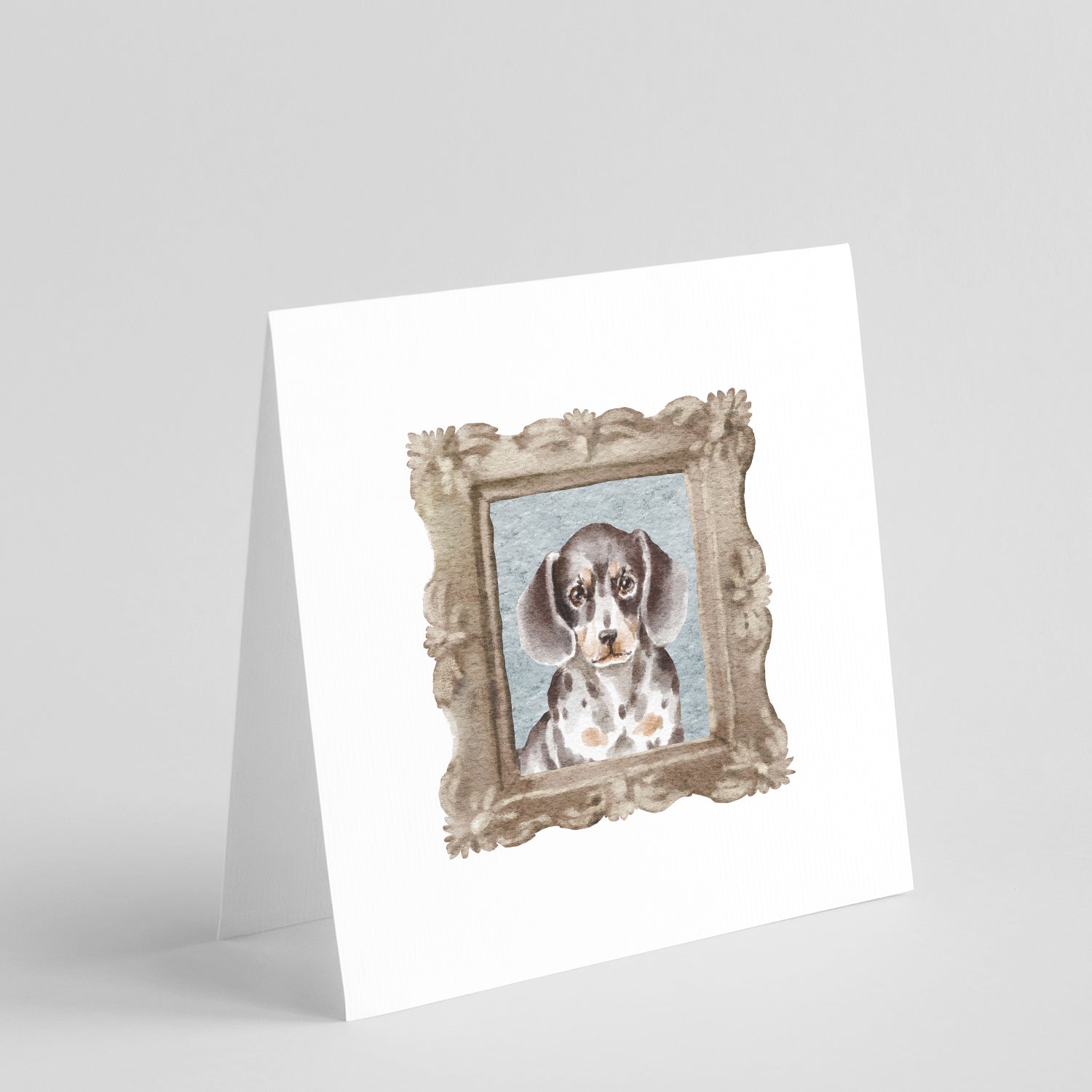 Dachsund Shorthaired Merle Puppy Pretty as a Picture Square Greeting Cards and Envelopes Pack of 8 Blank Cards with Envelopes Blank Thank You Note Greeting Cards Stationery