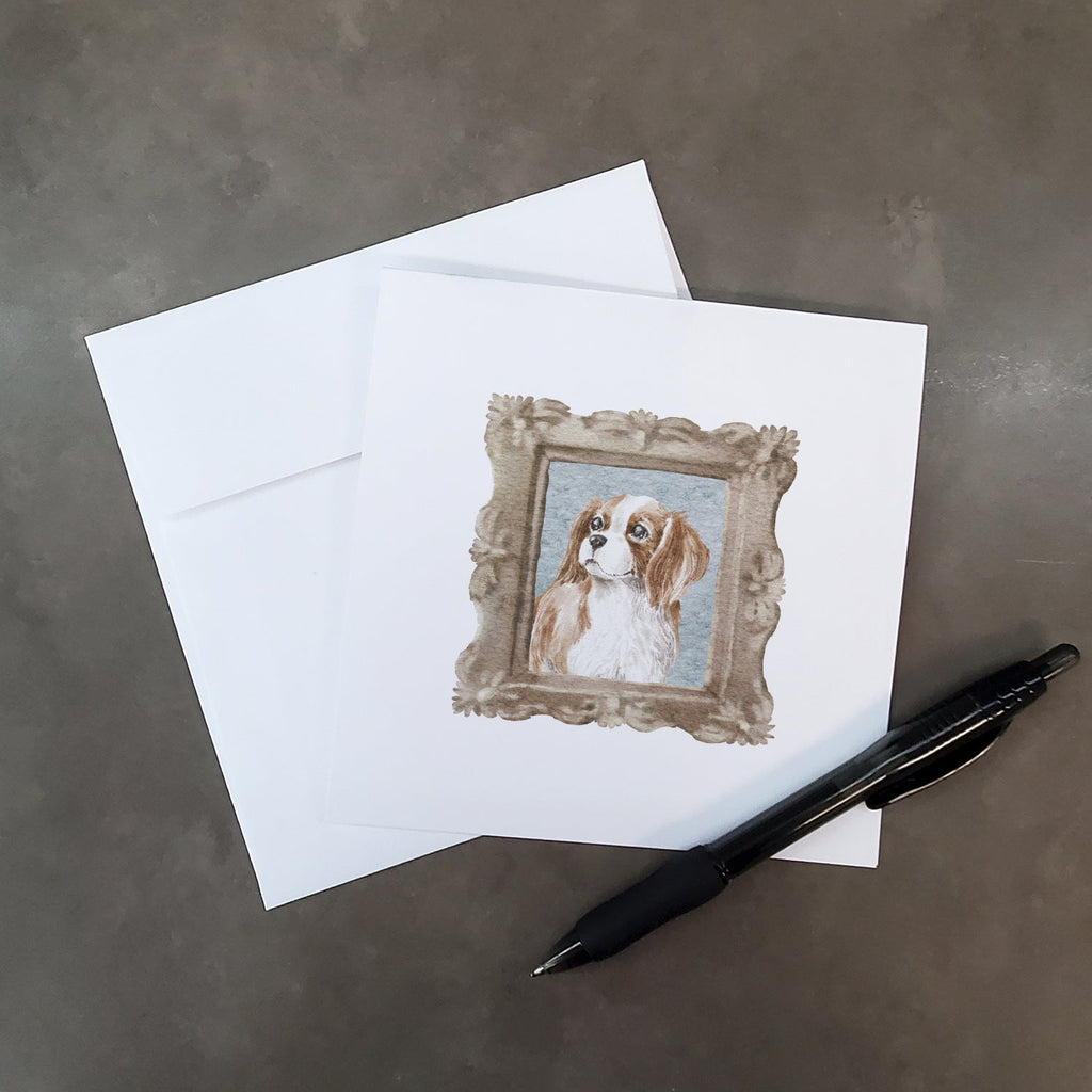 Cavalier King Charles Spaniel Red White Front View Pretty as a Picture Square Greeting Cards and Envelopes Pack of 8 Blank Cards with Envelopes Blank Thank You Note Greeting Cards Stationery