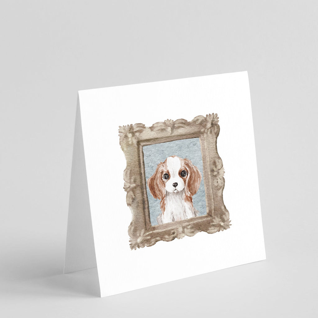 Cavalier King Charles Spaniel Red White Puppy Pretty as a Picture Square Greeting Cards and Envelopes Pack of 8 Blank Cards with Envelopes Blank Thank You Note Greeting Cards Stationery