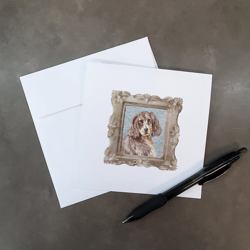 English Cocker Spaniel Liver Tan Front View Pretty as a Picture Square Greeting Cards and Envelopes Pack of 8 Blank Cards with Envelopes Blank Thank You Note Greeting Cards Stationery