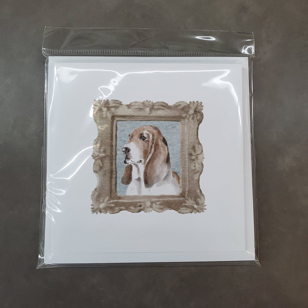 Basset Hound Tricolor Side View Pretty as a Picture Square Greeting Cards and Envelopes Pack of 8 Blank Cards with Envelopes Blank Thank You Note Greeting Cards Stationery