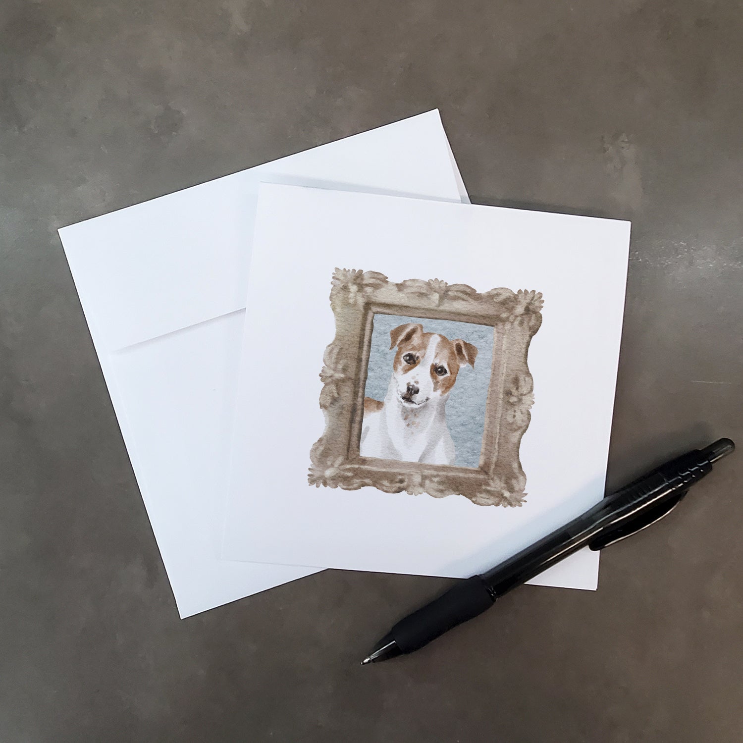 Jack Russell Terrier Red White Front View Pretty as a Picture Square Greeting Cards and Envelopes Pack of 8 Blank Cards with Envelopes Blank Thank You Note Greeting Cards Stationery