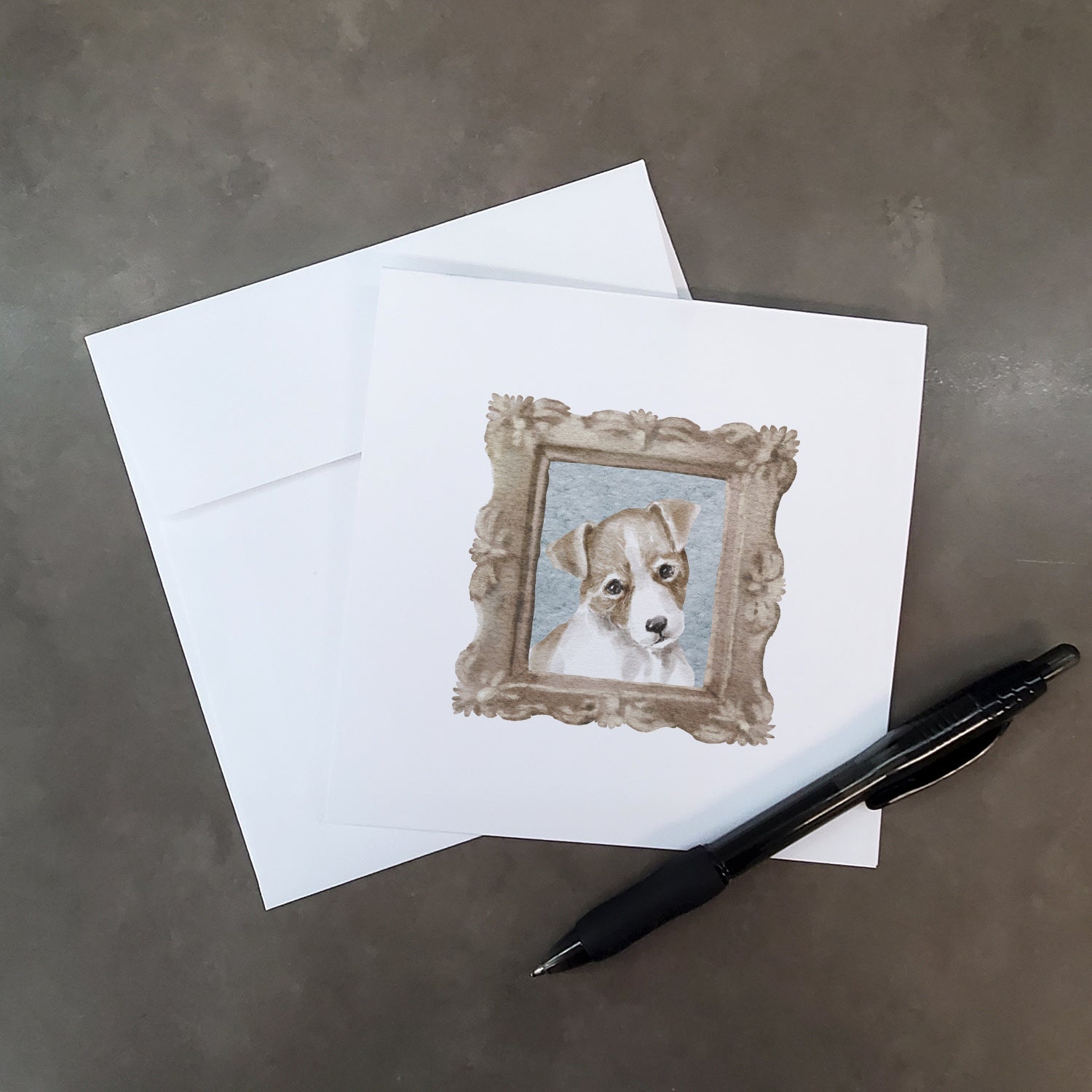 Jack Russell Terrier Tan White Puppy Pretty as a Picture Square Greeting Cards and Envelopes Pack of 8 Blank Cards with Envelopes Blank Thank You Note Greeting Cards Stationery